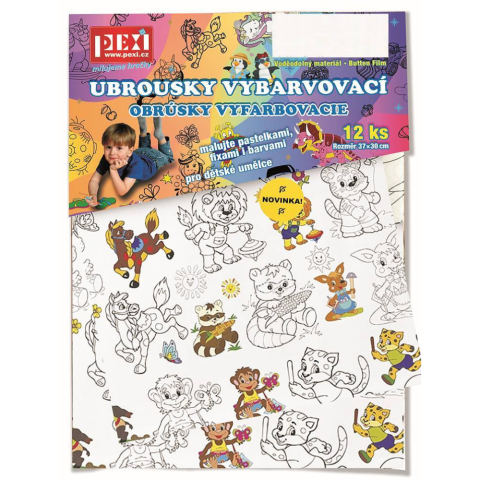 Omalovánky - Vybarvovací ubrousky - Zoo 12ks